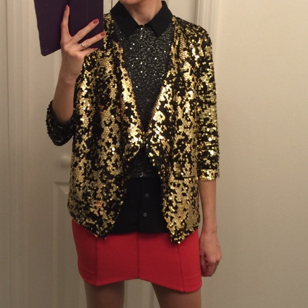 Sam Edelman Sequined Sleevless Collared Top Xs - image 5